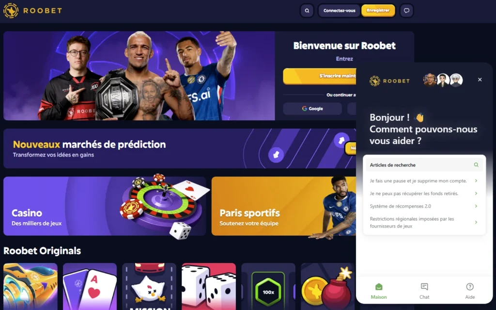 roobet assistance en direct